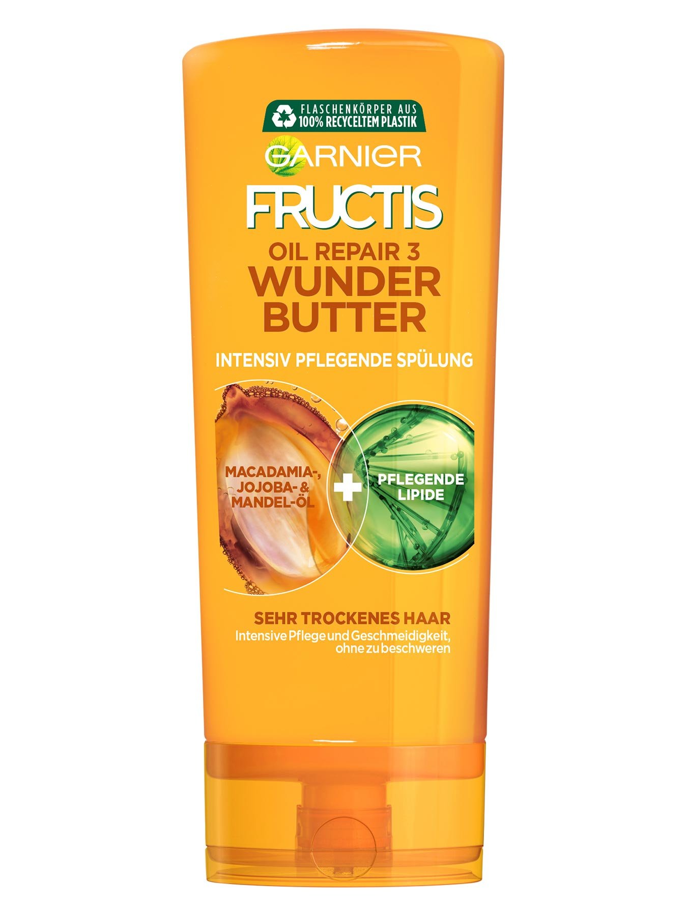 Kraeftigende-Spuelung-Fructis-Oil-Repair-3-Wunder-Butter-200ml-Vorderseite-Garnier-Deutschland-gross